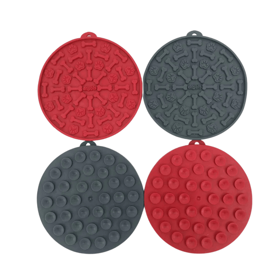 Chompers Treat Mat Chompers Pet Gear Spread Lick Treat Mat Pad Suction Cup Dog Grey Red Food Bowl