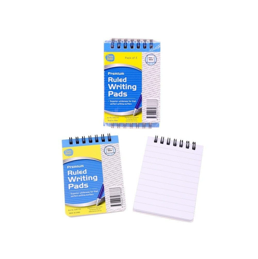 Class Mate 3 Pack Mini Writing Pads 74mm x 105mm A7 Lined Notepads Pocket Size Jotter Memo