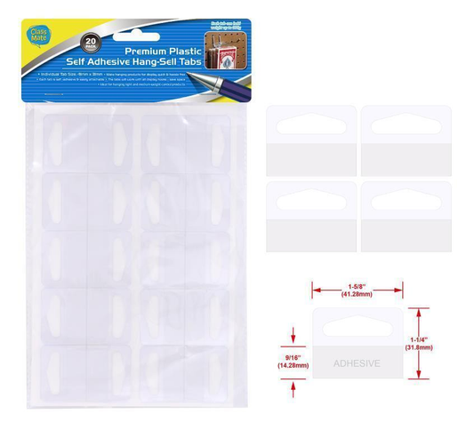 Class Mate Adhesive hooks 20 Plastic Hang Tab with Adhesive hook hole Style Hang sell stock Shop Retail