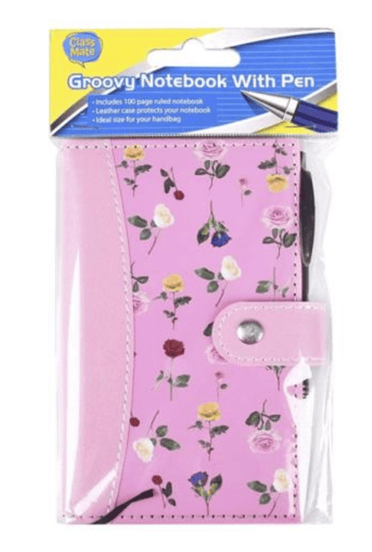 Class Mate Notebook Pink Leather Notebook Binder Budget Planner Organizer Cover Pockets Sheets With Pen