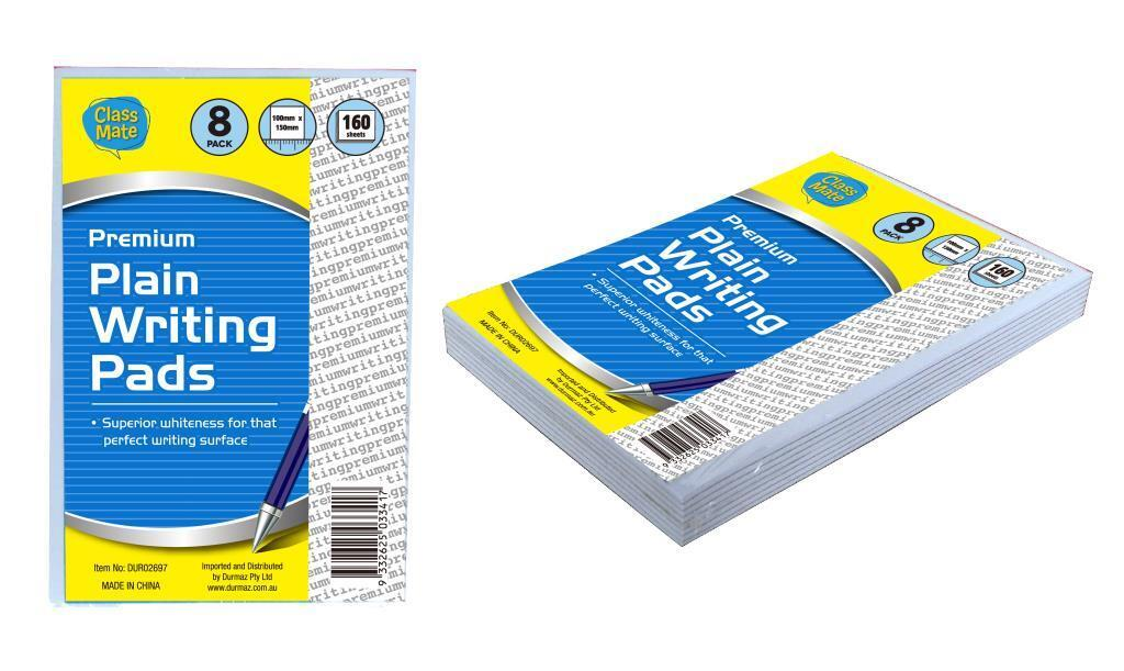 Class Mate Notepad 160 Sheets Plain Writing Pad 15cm x 10cm Paper Office Study Note Book Memo White