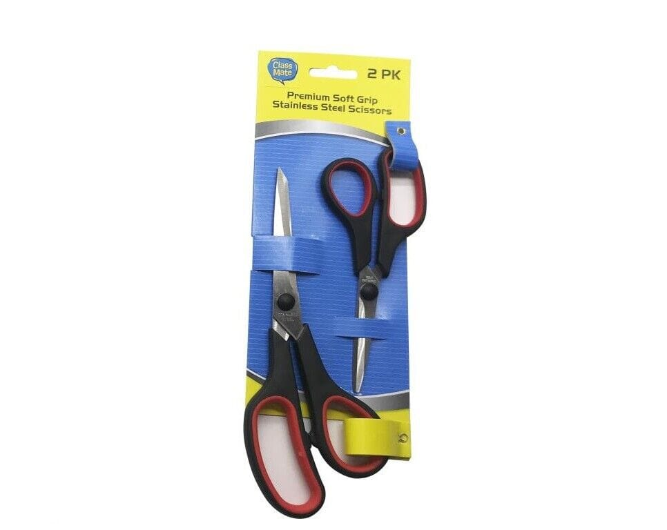 Class Mate Scissors Red 2pk Craft Scissors School Office Home Student Paper Cut Art Craft Tool Shears