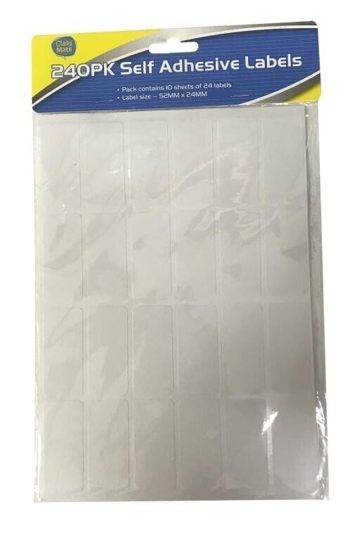 Class Mate Sticker labels 240 Self Adhesive Labels Stickers 52 x 24mm White Blank School Office
