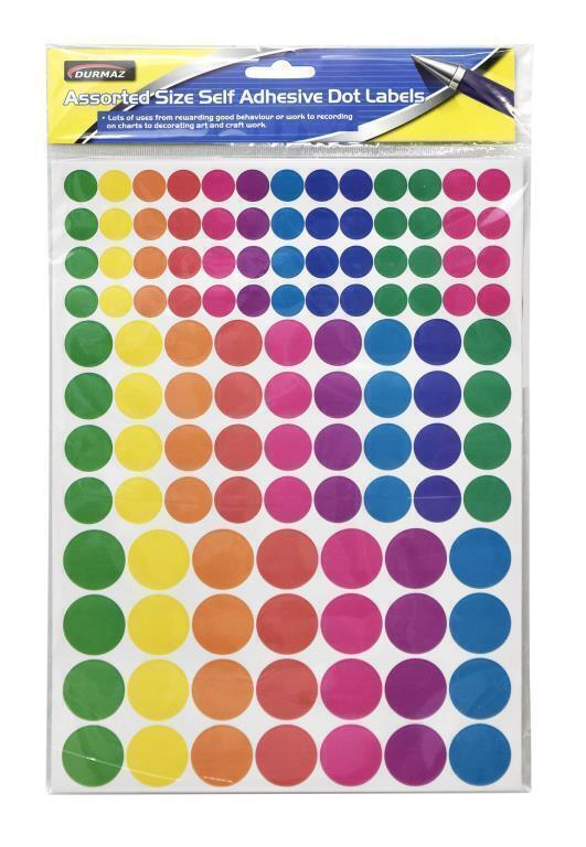 Class Mate Sticker labels 348 Pcs Assorted Circle Colour Code Round Sticker Label Dots Spots coloured
