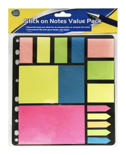 Class Mate Sticky notes Neon Sticky On Notes Value Pack Assorted Prints Page Markers Memo Office Sign