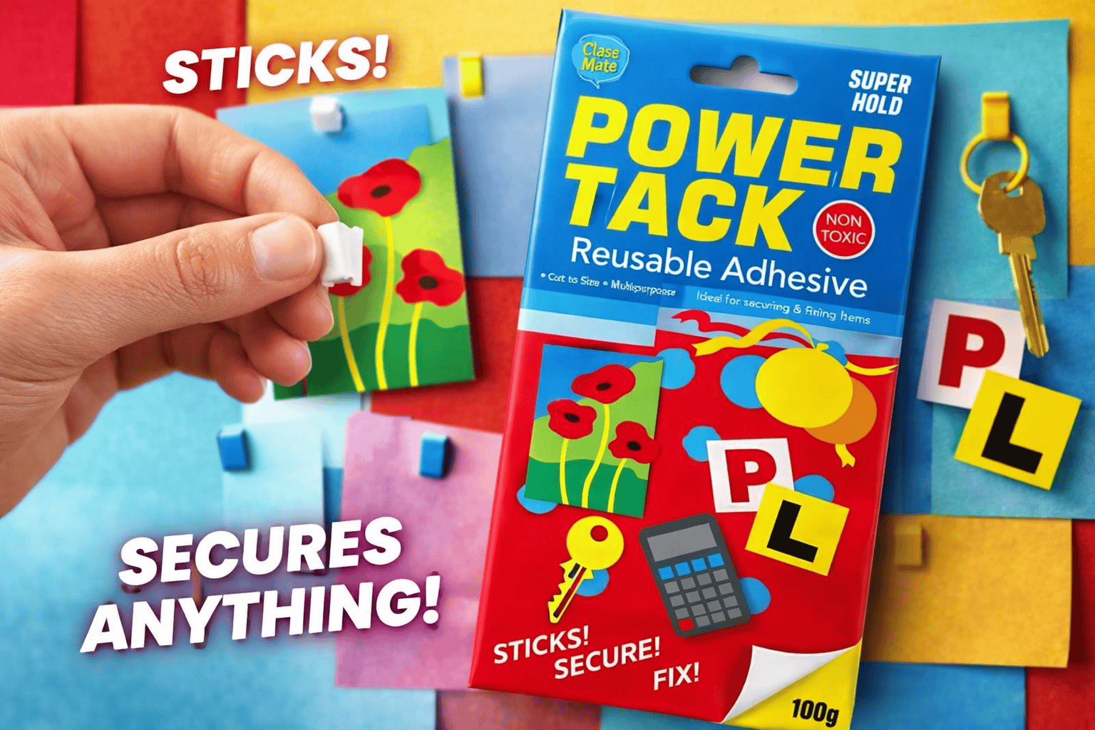 Class Mate Tack 100g Power Tack Re-usable Adhesive Hold up Poster Clean Keyboard Office Picture