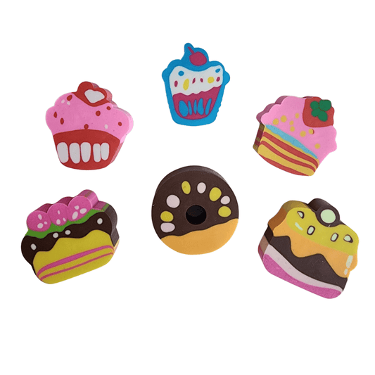Colouring kids Erasers 6x Rubber Eraser Pencil Doughnut Cupcake Kids School Stationary Tool Colorful