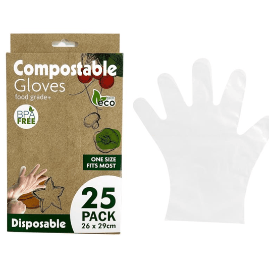 Compostable 25pcs Disposable Plastic Strong Gloves Transparent Food Handling Hygienic Clear