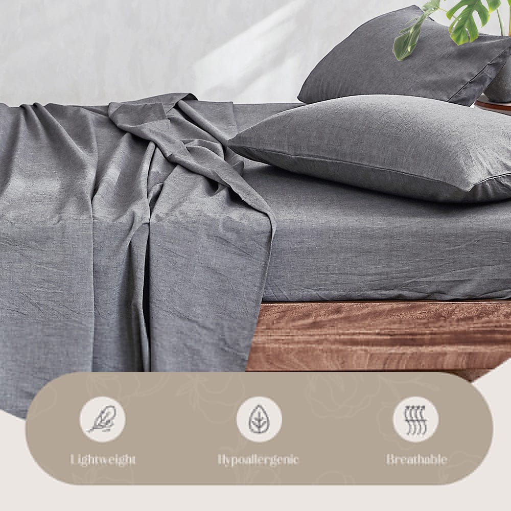 Cosy Club Home & Garden > Bedding > Bed Sheets Cosy Club Cotton Bed Sheets Set Black Cover Single