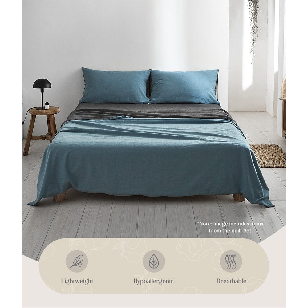 Cosy Club Home & Garden > Bedding > Bed Sheets Cosy Club Cotton Bed Sheets Set Blue Grey Cover Single