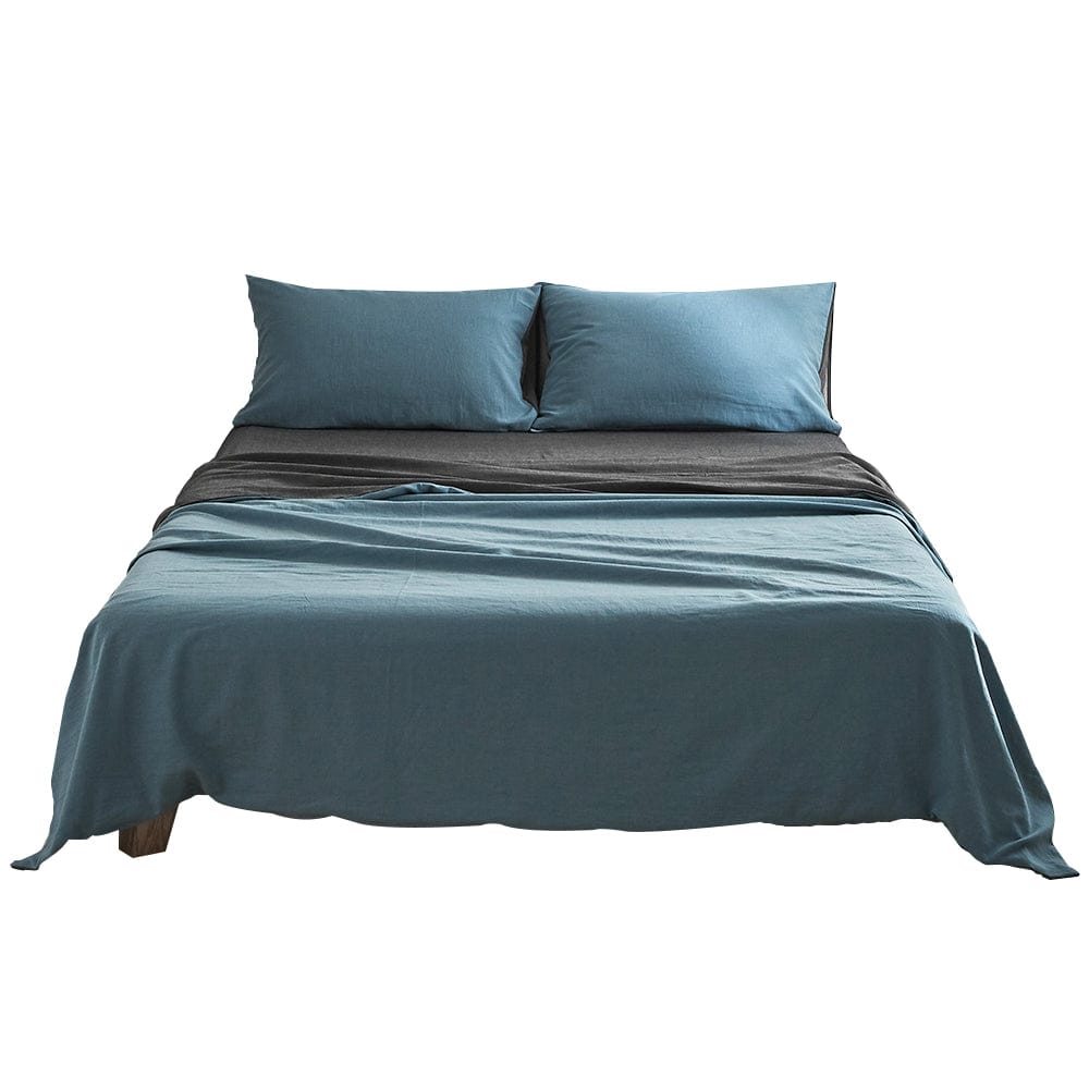 Cosy Club Home & Garden > Bedding > Bed Sheets Cosy Club Cotton Bed Sheets Set Blue Grey Cover Single