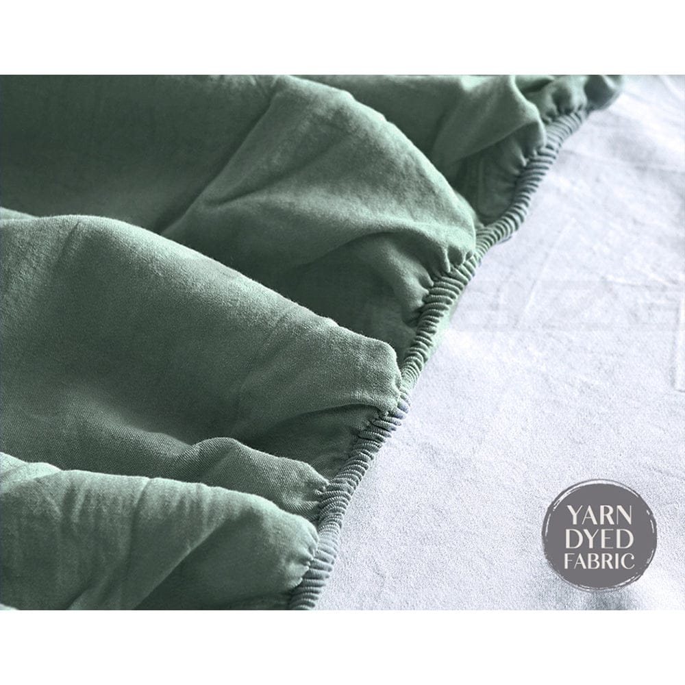 Cosy Club Home & Garden > Bedding > Bed Sheets Cosy Club Cotton Bed Sheets Set Green Beige Cover Double