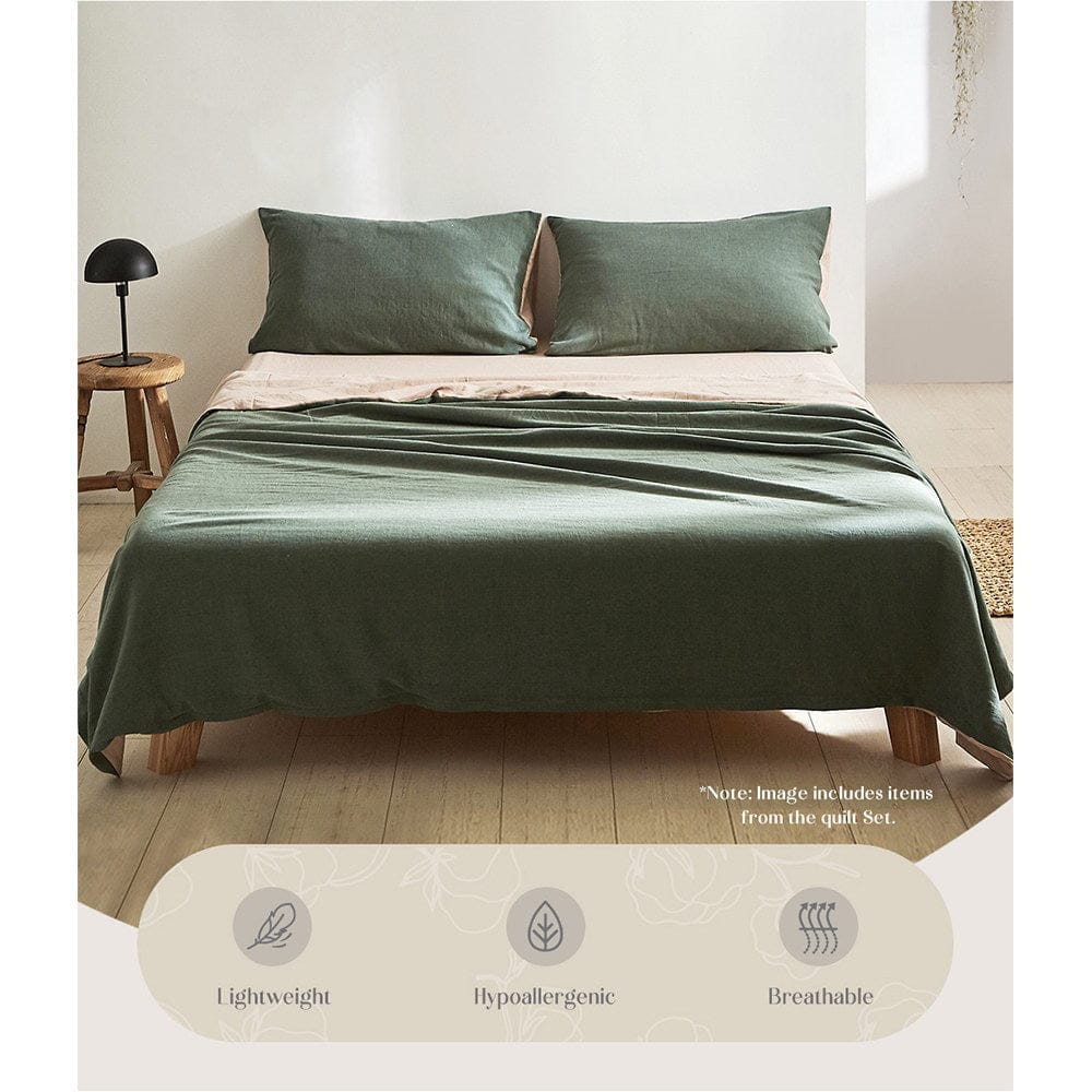 Cosy Club Home & Garden > Bedding > Bed Sheets Cosy Club Cotton Bed Sheets Set Green Beige Cover Single