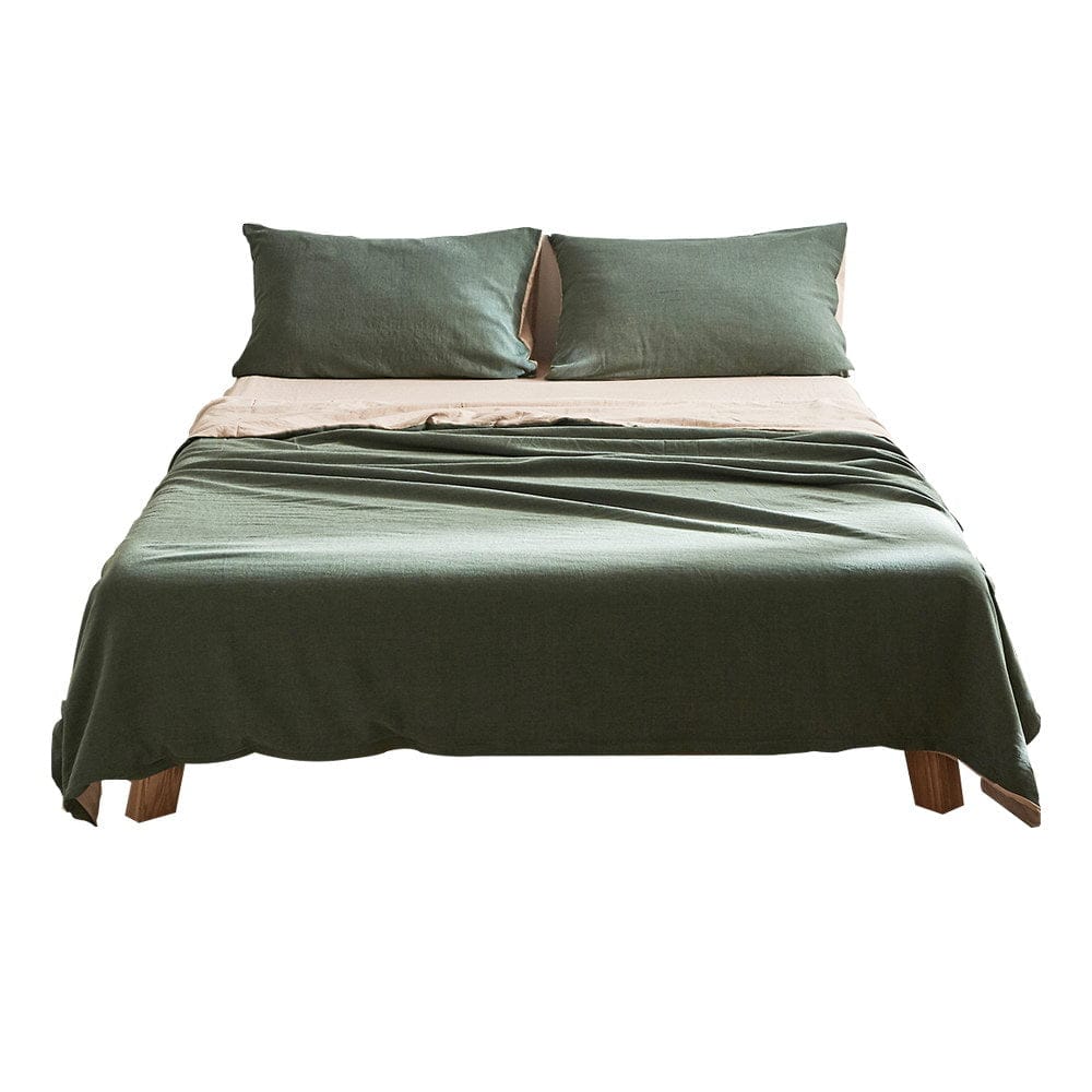 Cosy Club Home & Garden > Bedding > Bed Sheets Cosy Club Cotton Bed Sheets Set Green Beige Cover Single