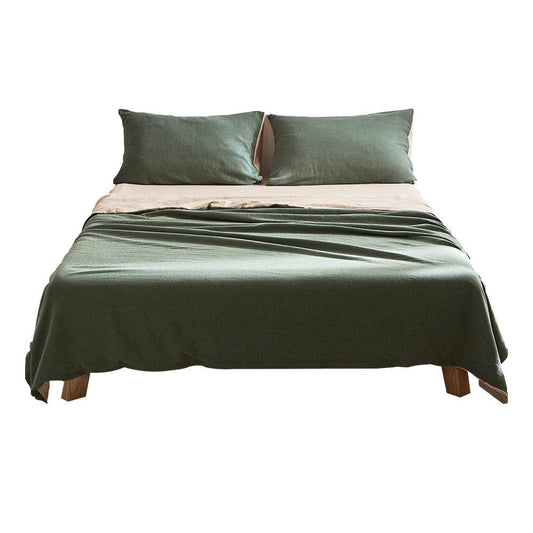 Cosy Club Home & Garden > Bedding > Bed Sheets Cosy Club Cotton Bed Sheets Set Green Beige Cover Single