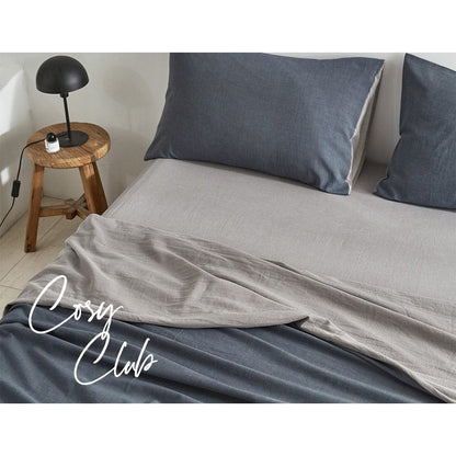 Cosy Club Home & Garden > Bedding > Bed Sheets Cosy Club Cotton Bed Sheets Set Navy Grey Cover Double