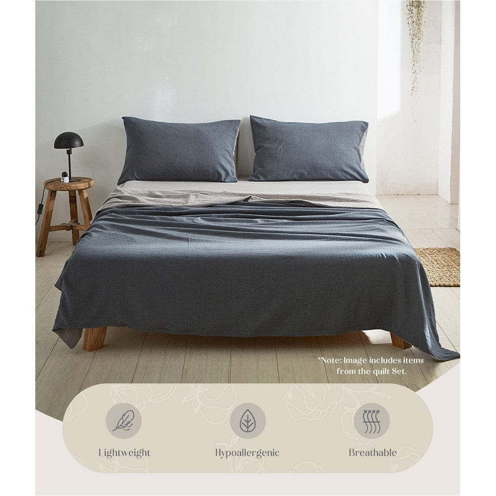 Cosy Club Home & Garden > Bedding > Bed Sheets Cosy Club Cotton Bed Sheets Set Navy Grey Cover Single
