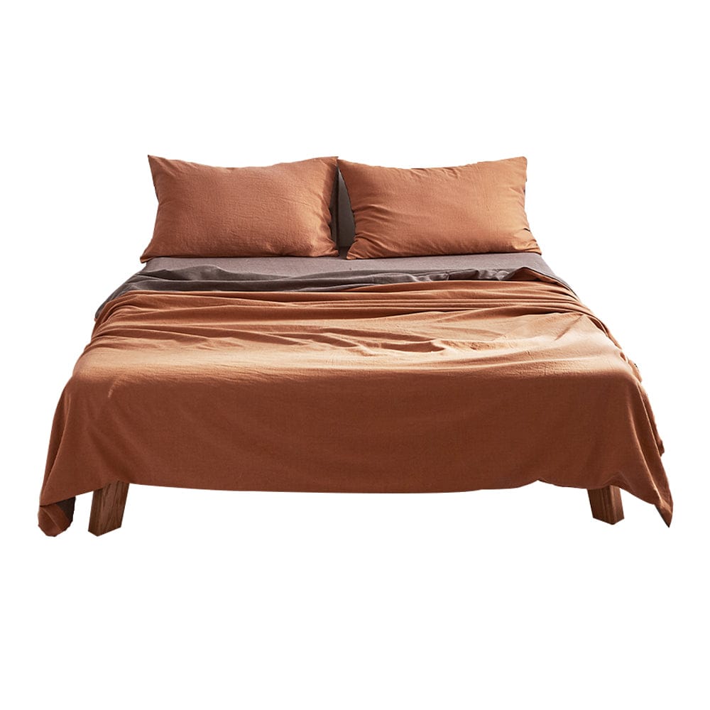 Cosy Club Home & Garden > Bedding > Bed Sheets Cosy Club Cotton Bed Sheets Set Orange Brown Cover Double