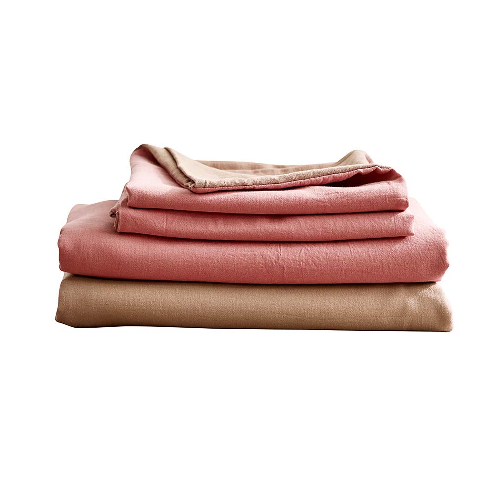 Cosy Club Home & Garden > Bedding > Bed Sheets Cosy Club Cotton Bed Sheets Set Pink Brown Cover Double