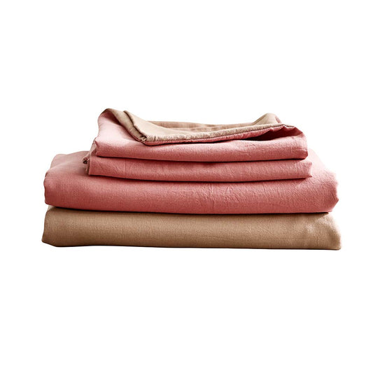 Cosy Club Home & Garden > Bedding > Bed Sheets Cosy Club Cotton Bed Sheets Set Pink Brown Cover Double