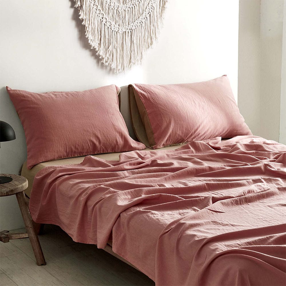 Cosy Club Home & Garden > Bedding > Bed Sheets Cosy Club Cotton Bed Sheets Set Pink Brown Cover Single