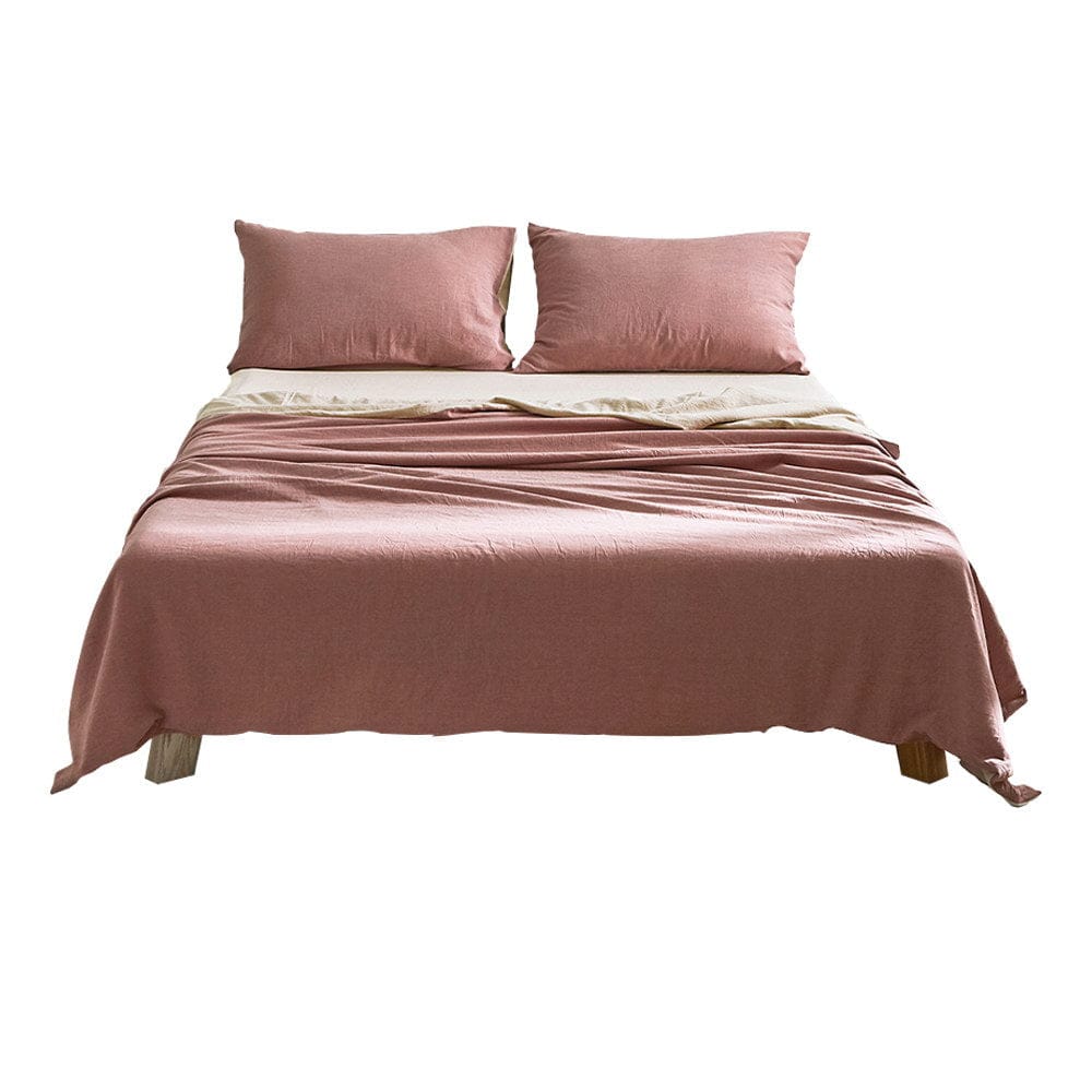 Cosy Club Home & Garden > Bedding > Bed Sheets Cosy Club Cotton Bed Sheets Set Red Beige Cover Double