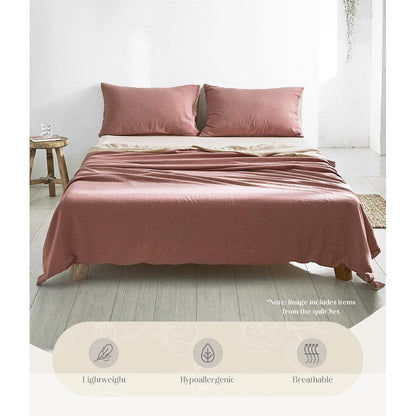 Cosy Club Home & Garden > Bedding > Bed Sheets Cosy Club Cotton Bed Sheets Set Red Beige Cover Double