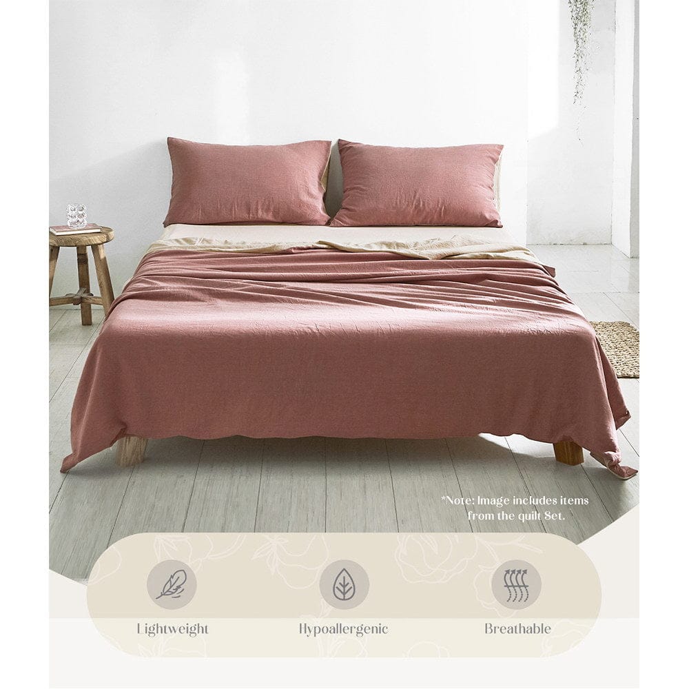 Cosy Club Home & Garden > Bedding > Bed Sheets Cosy Club Cotton Bed Sheets Set Red Beige Cover Single