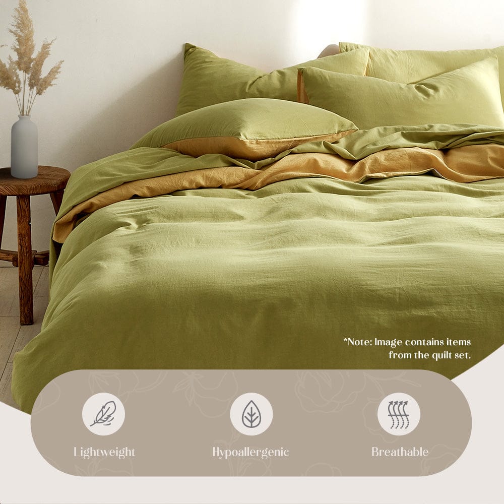 Cosy Club Home & Garden > Bedding > Bed Sheets Cosy Club Washed Cotton Quilt Set Yellow Lime Double