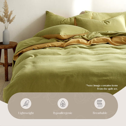 Cosy Club Home & Garden > Bedding > Bed Sheets Cosy Club Washed Cotton Quilt Set Yellow Lime Double