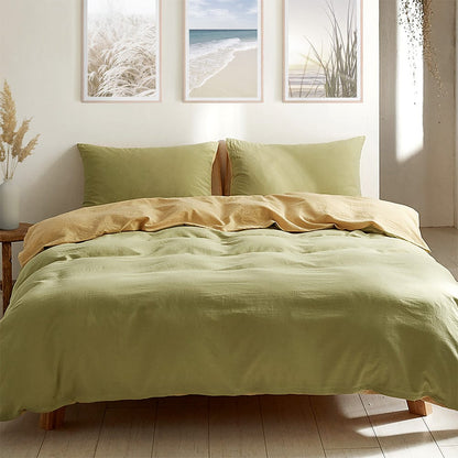 Cosy Club Home & Garden > Bedding > Bed Sheets Cosy Club Washed Cotton Quilt Set Yellow Lime Double