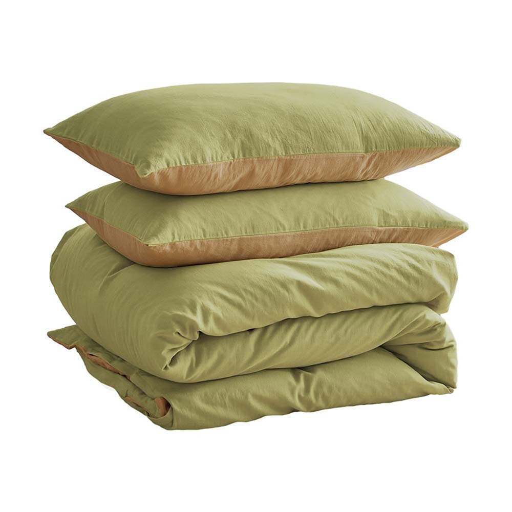 Cosy Club Home & Garden > Bedding > Bed Sheets Cosy Club Washed Cotton Quilt Set Yellow Lime Double