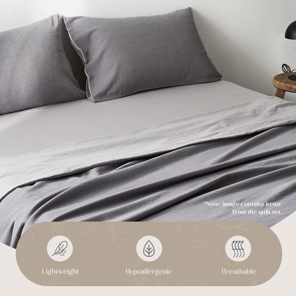 Cosy Club Home & Garden > Bedding > Bed Sheets Cosy Club Washed Cotton Sheet Set Grey Double