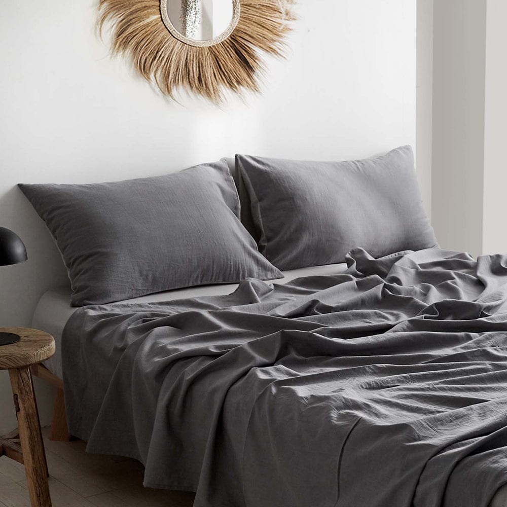 Cosy Club Home & Garden > Bedding > Bed Sheets Cosy Club Washed Cotton Sheet Set Grey Double
