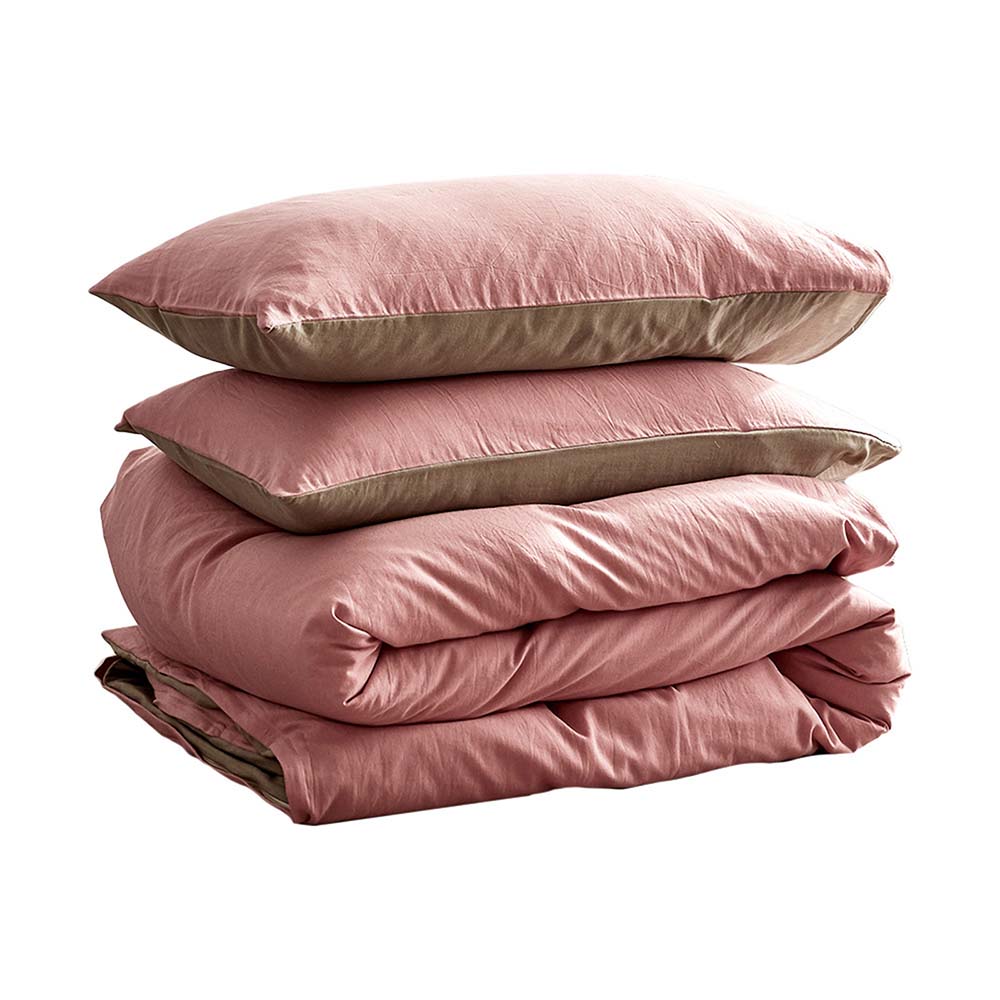 Cosy Club Home & Garden > Bedding > Duvet Covers Cosy Club Cotton Cover Quilt Cover Set Blush Beige Double