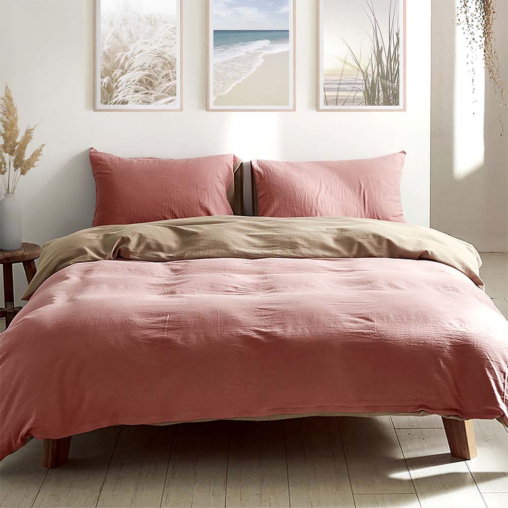 Cosy Club Home & Garden > Bedding > Duvet Covers Cosy Club Cotton Cover Quilt Cover Set Blush Beige Single