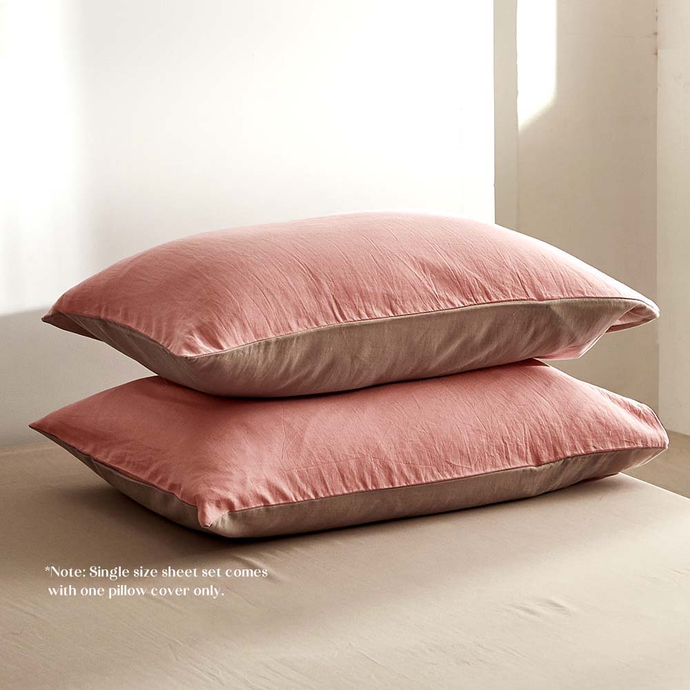 Cosy Club Home & Garden > Bedding > Duvet Covers Cosy Club Cotton Cover Quilt Cover Set Blush Beige Single