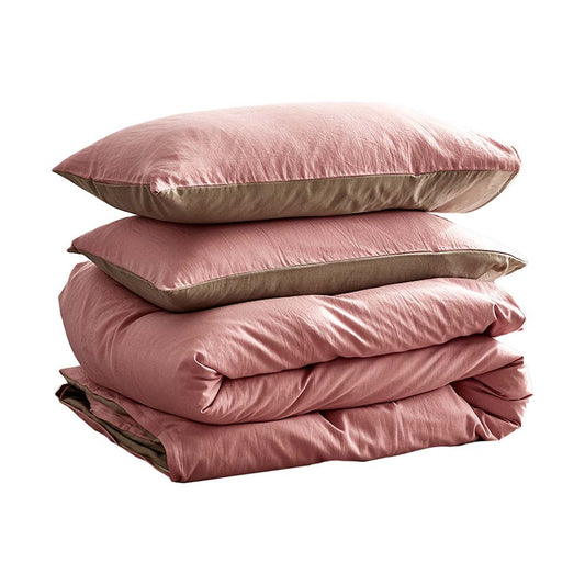 Cosy Club Home & Garden > Bedding > Duvet Covers Cosy Club Cotton Cover Quilt Cover Set Blush Beige Single