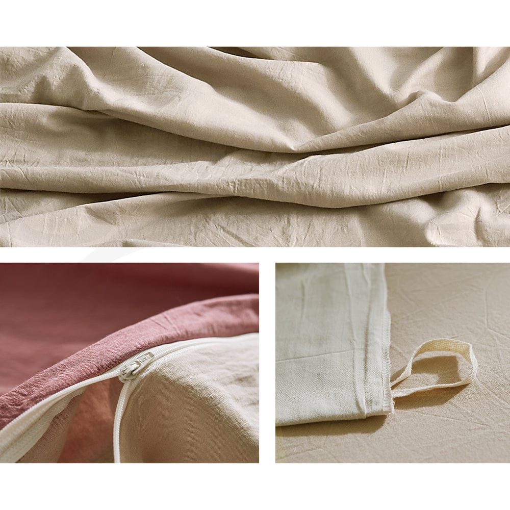 Cosy Club Home & Garden > Bedding > Duvet Covers Cosy Club Cotton Cover Quilt Cover Set Vanilla Rhubarb Double