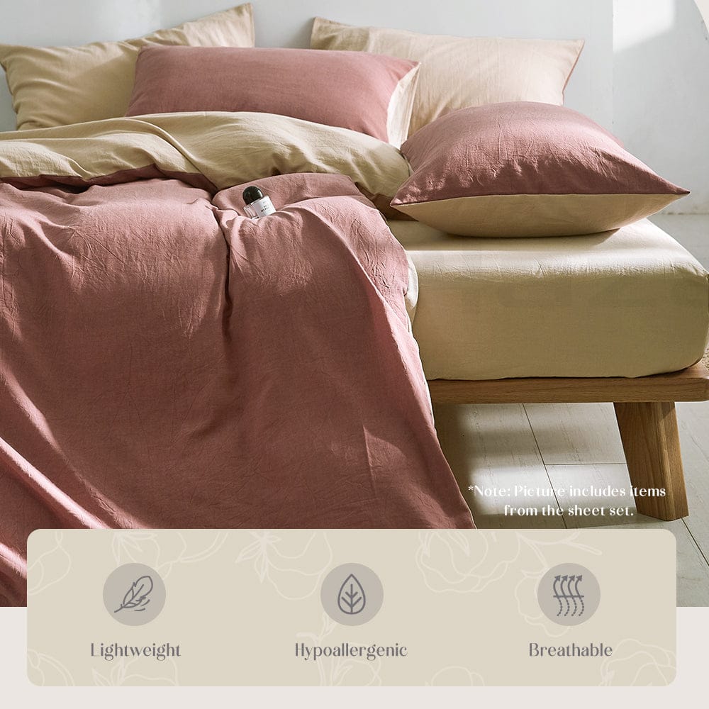 Cosy Club Home & Garden > Bedding > Duvet Covers Cosy Club Cotton Cover Quilt Cover Set Vanilla Rhubarb Double