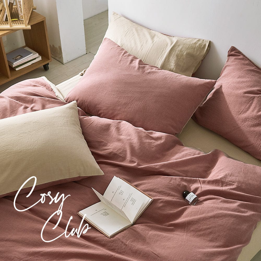 Cosy Club Home & Garden > Bedding > Duvet Covers Cosy Club Cotton Cover Quilt Cover Set Vanilla Rhubarb Single