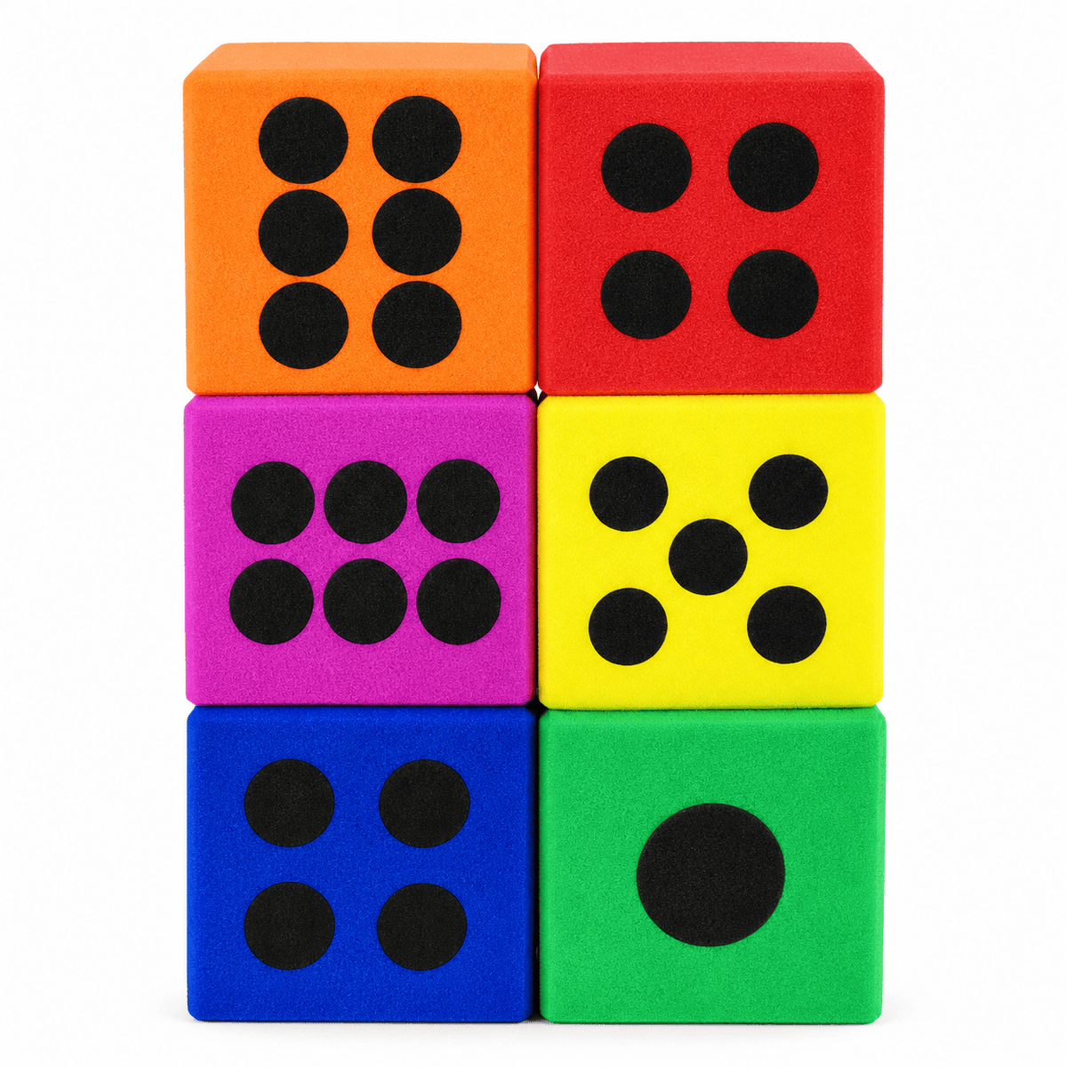 Create it Baby & Kids > Baby & Kid's Toys > Activity Toys Set Of 6 Soft Colourful Foam Design Large Dice Party Loot Bag Filler 3.7cm