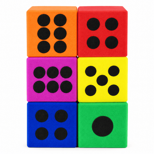 Create it Baby & Kids > Baby & Kid's Toys > Activity Toys Set Of 6 Soft Colourful Foam Design Large Dice Party Loot Bag Filler 3.7cm