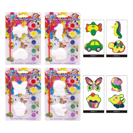 Create-it Plaster Painting 1x Set Mini Craft Paint Your Own Plaster Colour Painting Kit Party Arts Crfats