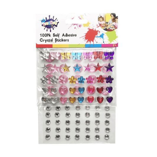 Create-it Stickers 100pcs Self Adhesive Crystal Stickers Stars Hearts Floral Diamond Button Gems
