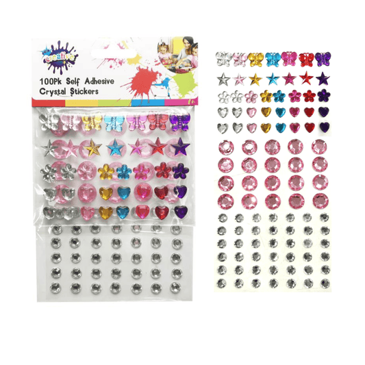 Create-it Stickers 100pcs Self Adhesive Crystal Stickers Stars Hearts Floral Diamond Button Gems