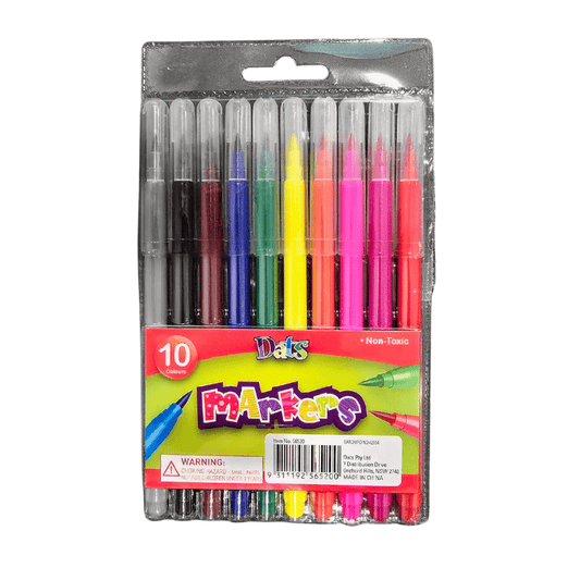 DATS 10pk Coloured Markers Brush Tip Art Craft DIY  Stationary School Office