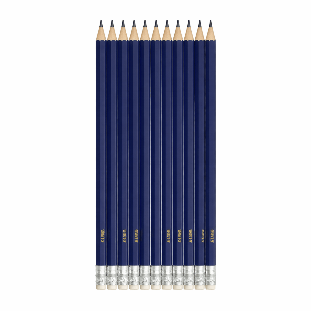 DATS 10pk Pencil Blue Barrel HB Lead with Eraser School Home Office Stationery