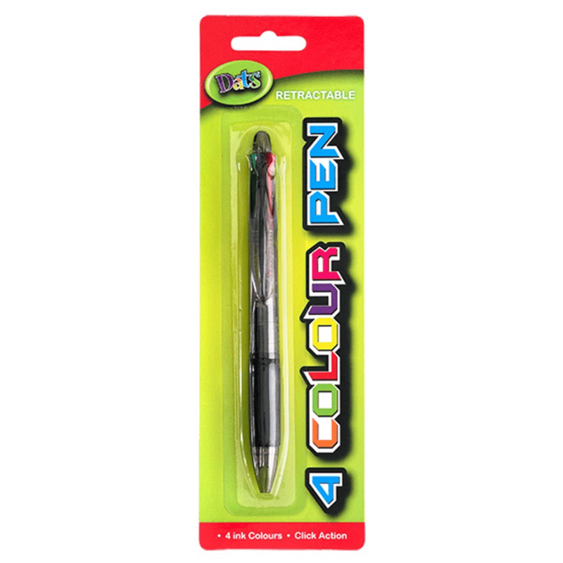 DATS 1x Retractable 4 Colour Ball Pen School Office Stationery Red Blue Green Black