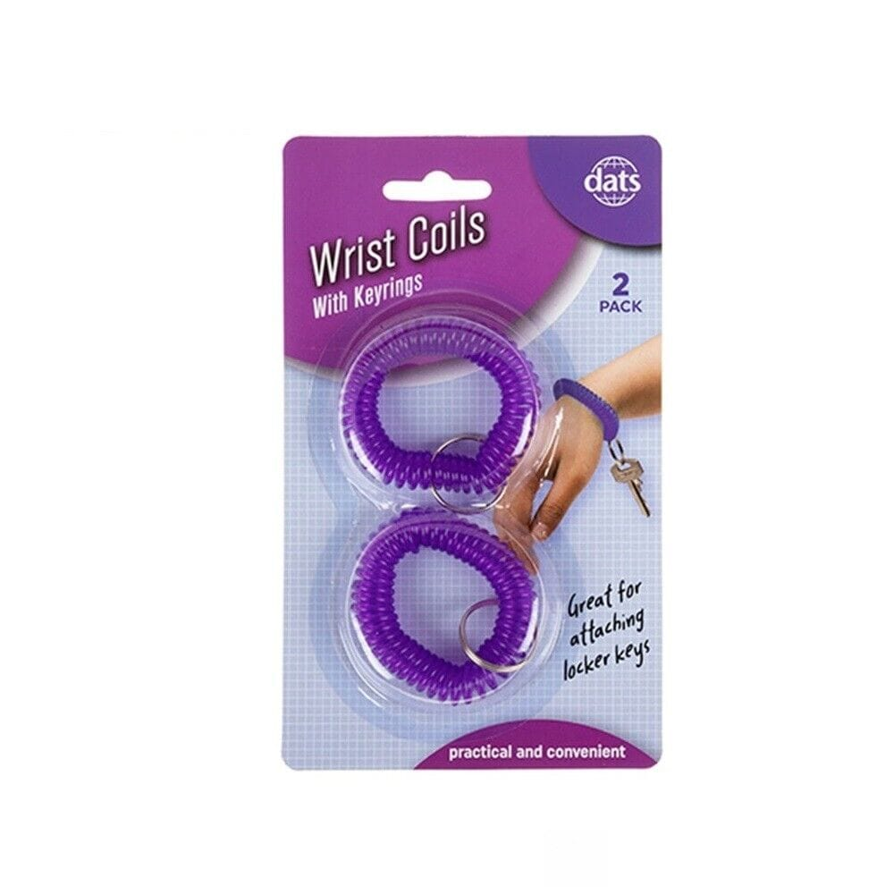 Dats 2 Pack Wrist Keychain Key  Spring Spiral Stretch Coil Wristband Ring Purple